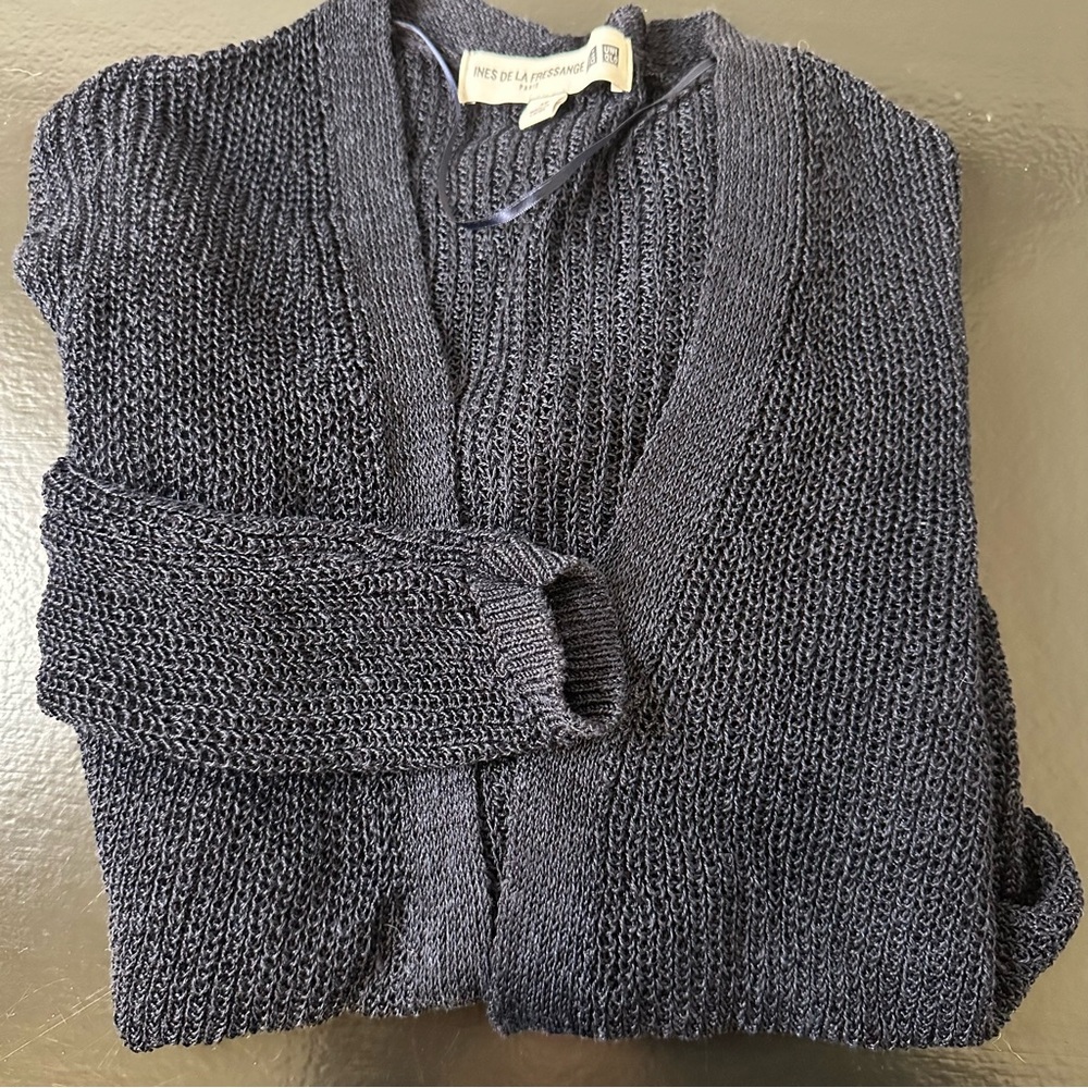 Ines De La Fressange Uniqlo Dark Blue Open-Front Cardigan - Picture 3 of 8